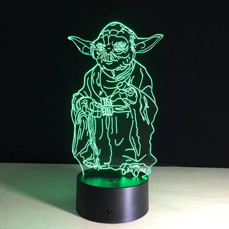 Creative Star Wars Illusion 3D Night Light Master Yoda Jedi LED Desk