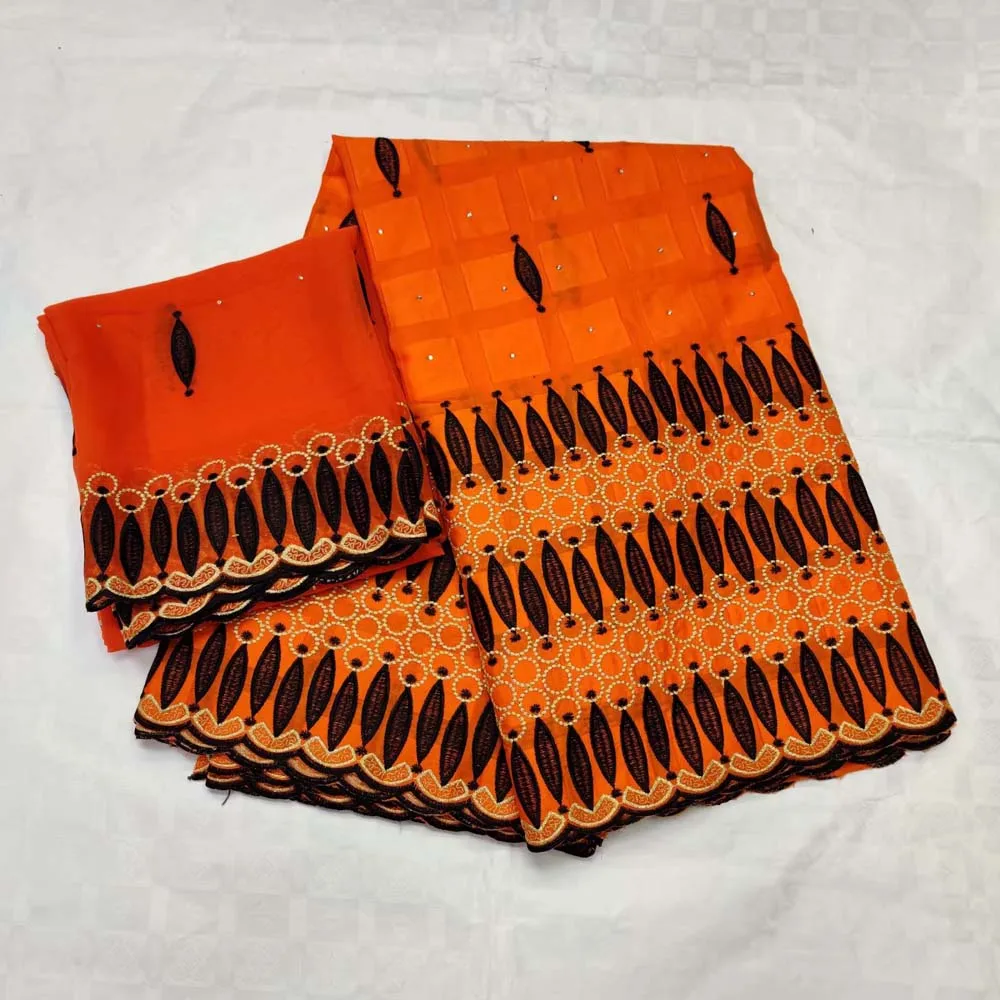 

Very Hot ALUMO Cotton Swiss Voile Lace Fabric 100% Egypt Cotton with 2Yards Chiffon 2019 High Quality Stones African Lace Fabric