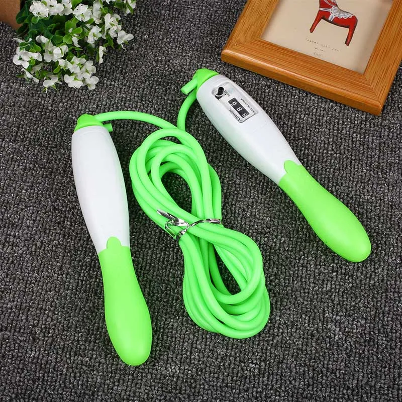 green Скакалка со счетчиком Спорт фитнесс оборудование быстрая скорость подсчета регулируемые прыжки скакалки LMH66 - Color: green