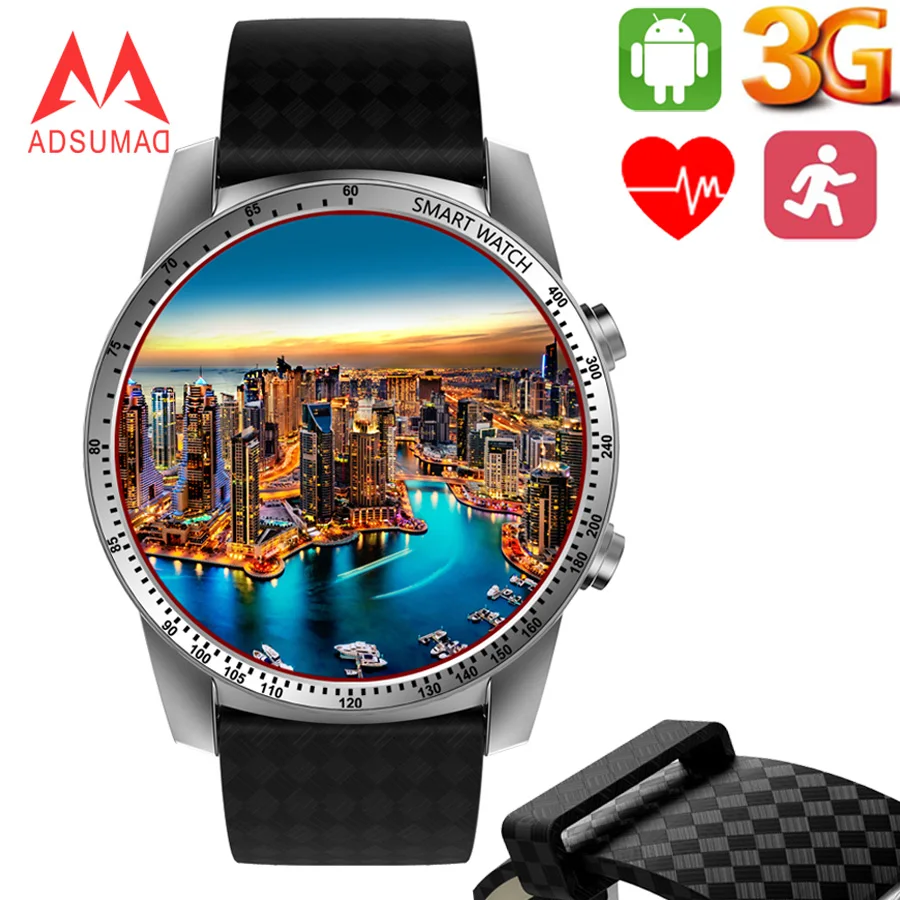 Смарт-часы на Android KW99 5 1 MTK6580 Bluetooth Wi-Fi GPS 8 ГБ пульсометр AMOLED | Электроника