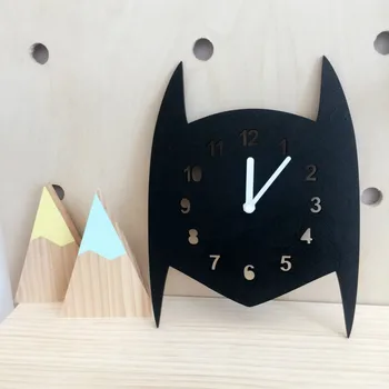 

Nordic Style Wooden Black Mask Clock Kids Room Decoration Scandinaivan Children's Room Decoration Wall Mask Bunny Clock Decor