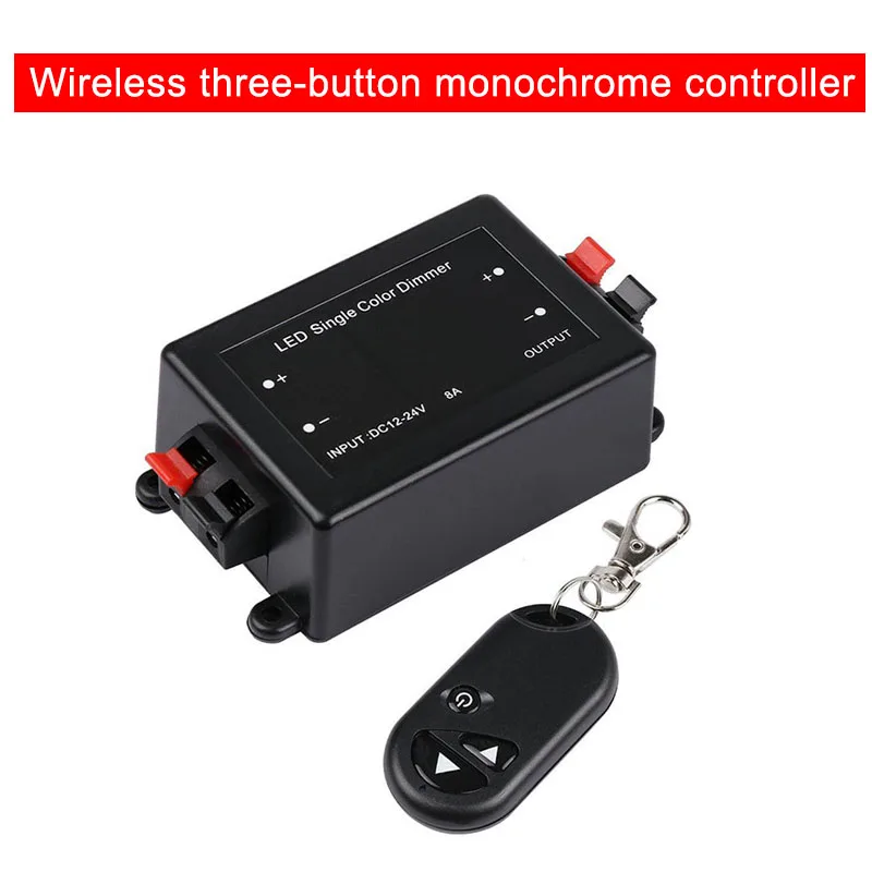 

Newest 3 Key LED Single Color Wireless Dimmer with RF Remote Control DC 12/24V