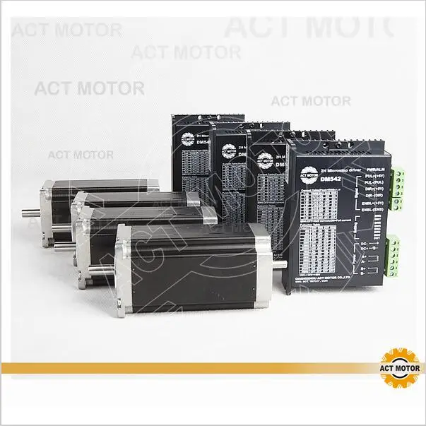 

ACT Motor 4PCS Nema23 Stepper Motor 23HS2442B Dual Shaft 4-Lead 425oz-in 112mm 4.2A+4PCS Driver DM542 50V 4.2A Engraving Milling