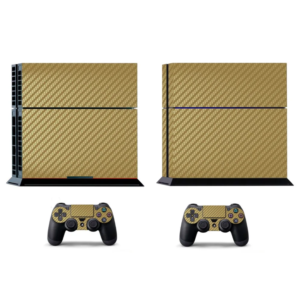 Золотистая наклейка из углеродного волокна для PS4 кожи Виниловая Sony PlayStation 4 и 2