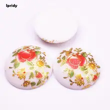  Japan Painting Vintage Japanese Colored Drawing Beads  Half Round the bottom  of color Flower Pattern Opaque 25mm 10 Pcs/lot 