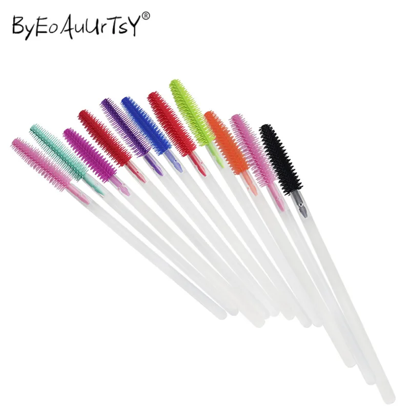 Rosa Silicone Cílios Escovas Mascara Descartável Varinhas Aplicador Spoolers Olho Cosméticos Escova Maquiagem Ferramentas 200 Pçs 16 Cheap Aplicador de sombra