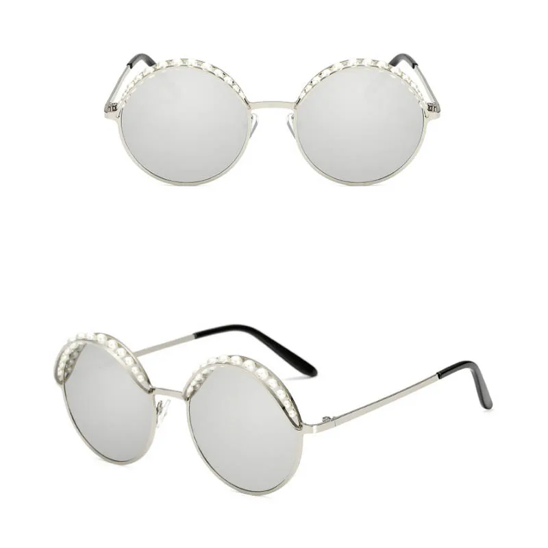 Zyomy Круглые ретро солнцезащитные очки Oculos De Sol masculino Для женщин солнцезащитные очки кошачий глаз для женщин Gafas винтажная, брендовая, дизайнерская очки с жемчугом металлический каркас - Цвет линз: C8