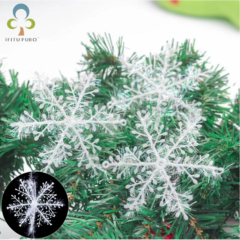 30pcs Christmas Decorations Snowflakes 11cm White DIY Plastic Artificial Snow Flakes Christmas
