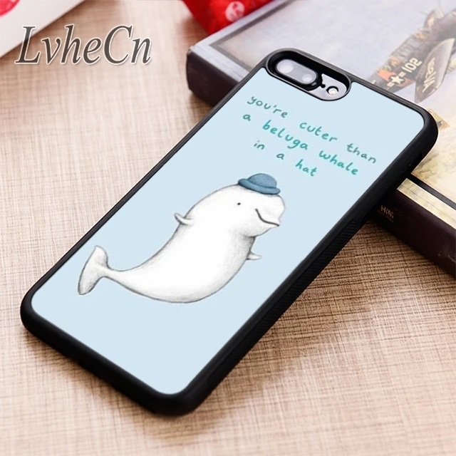 

LvheCn Cute Funny Beluga Whale phone Case cover For iPhone 6 6S 7 8 X XR XS max 5 5S SE Samsung Galaxy S5 S6 S7 edge S8 S9 Plus