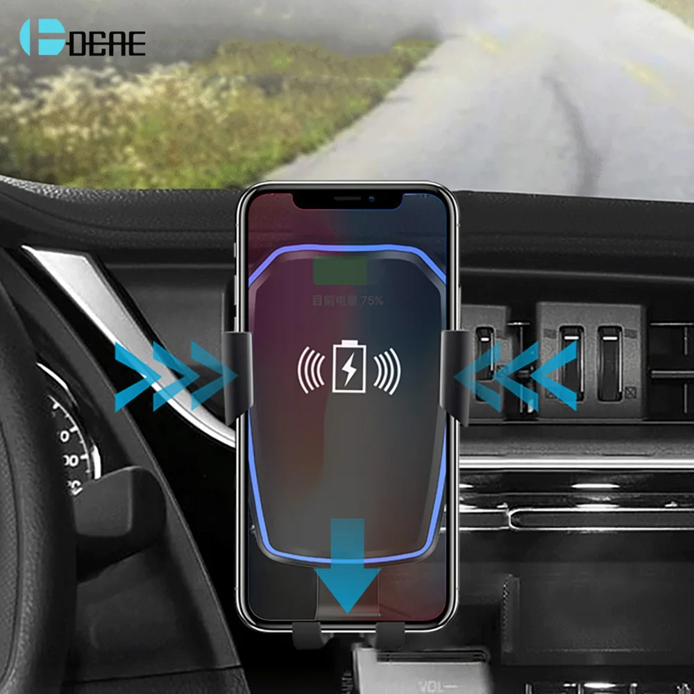 DCAE Car Mount Qi Wireless Charger For iPhone X XS 8 Plus XR Wireless Fast Charging Air Vent Holder For Samsung S9 S8 Note 9 8 DCAE Car Mount Qi Wireless Charger For iPhone X XS 8 Plus XR Wireless Fast Charging Air Vent Holder For Samsung S9 S8 Note 9 8