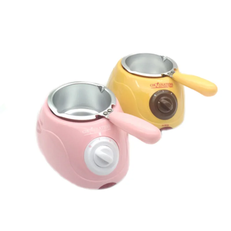 

Hot Selling home Electric Chocolate Fountain Fondue Singer Chocolate Melt Pot Yellow and Pink Melting Machine