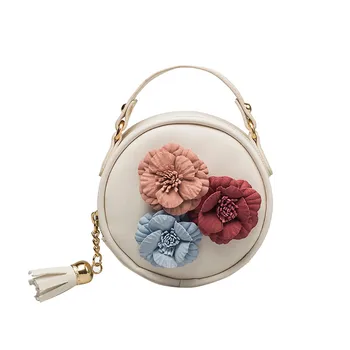 

Woman Bag Children Tassel Circle-Shape Floral Handbag Shoulder Mini Messenger torebki damskie bags for women 2019 bolso mujer