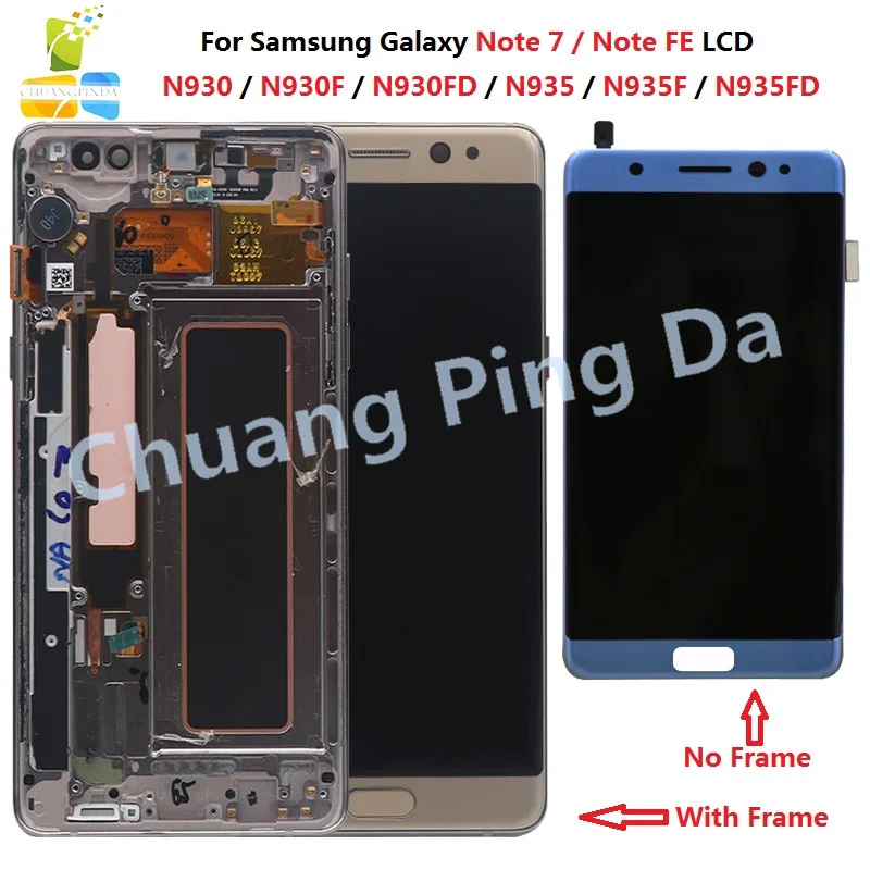 

For Samsung Galaxy Note7 note FE 7 N930 N930F G LCD screen touch screen replacement digitizer For Samsung note 7 LCD with frame