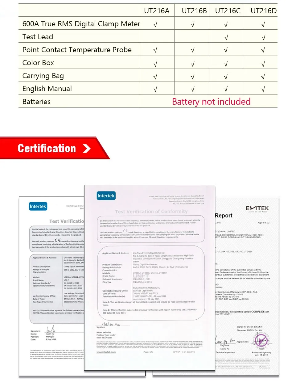 UNI-T UT216C Цифровые токоизмерительные клещи True RMS 600A NCV v.f. C диод ЖК-дисплей рабочий светильник температурный тест AC DC Автоматический диапазон мультиметры