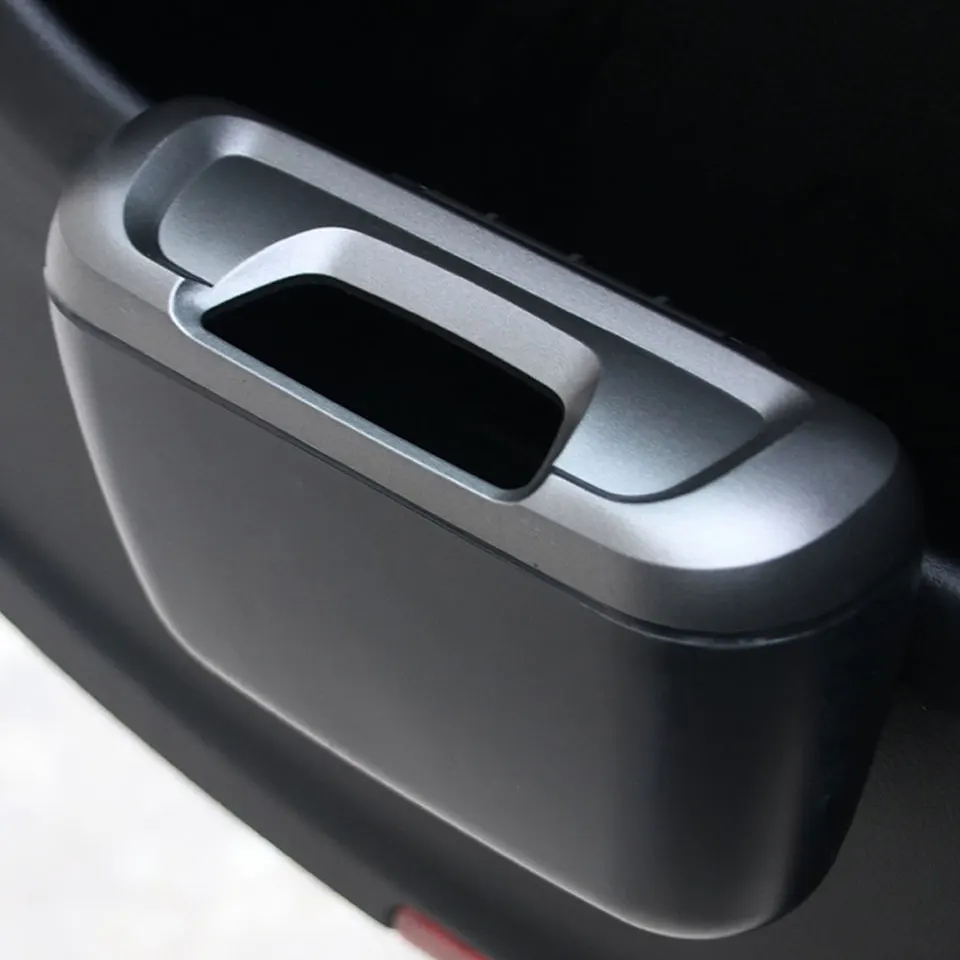 Mini Car Trash Can Storage Box Auto Door Seat Back Visor Trash Bin Paper Dustbin 3 Colors Car Storage Bag Interior Accessories
