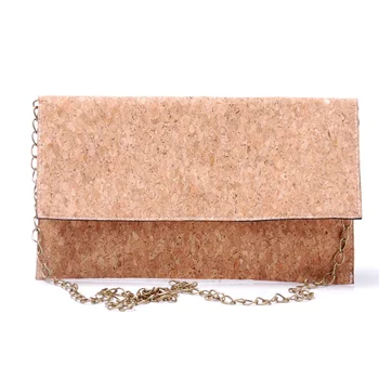

NO MOQ Customization Cork Clutch Purse Bag Women handbag Crossbody Bag With A long Bronze Chain