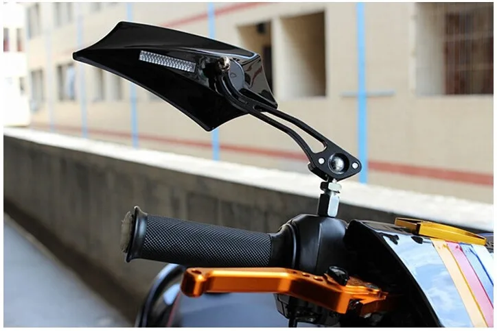 ESUPPORT Black Motorcycle Motorbike Bike 8mm 10mm Rearview Side Mirror Handle Scooter ATV ABS Aluminum