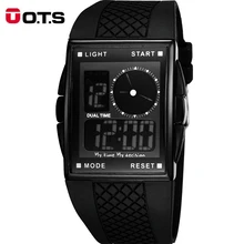Крутой светодиодный цифровые и аналоговые Мужские спортивные часы с квадратным циферблатом, горячая Распродажа OTS водонепроницаемые мальчики девочки подарок спортивный Reloj Hombre