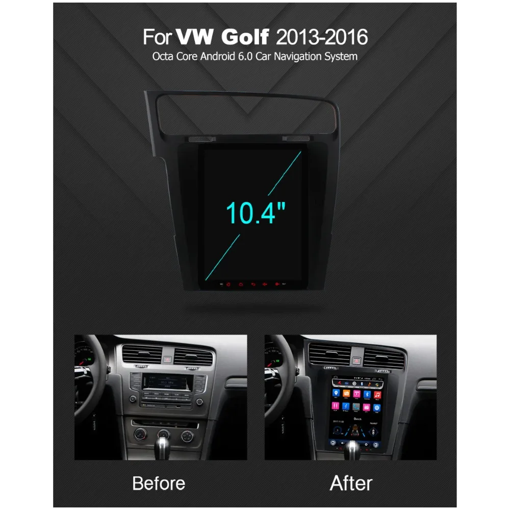 Excellent C600 IPS Vertical 10.4" Octa 8 Core Android 6.0 Car DVD PC Player For VW Golf 7 MK7 Golf R Golf GTE GPS Radio Headunit Car play 2