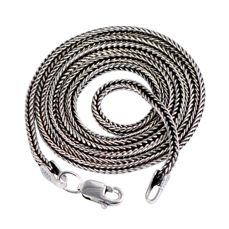 

Hot 925 Sterling Silver Vintage Thai Silver Retro Men & Women Chain Necklace Fine Jewelry Fox Chain Chain Snake Chain CH026653