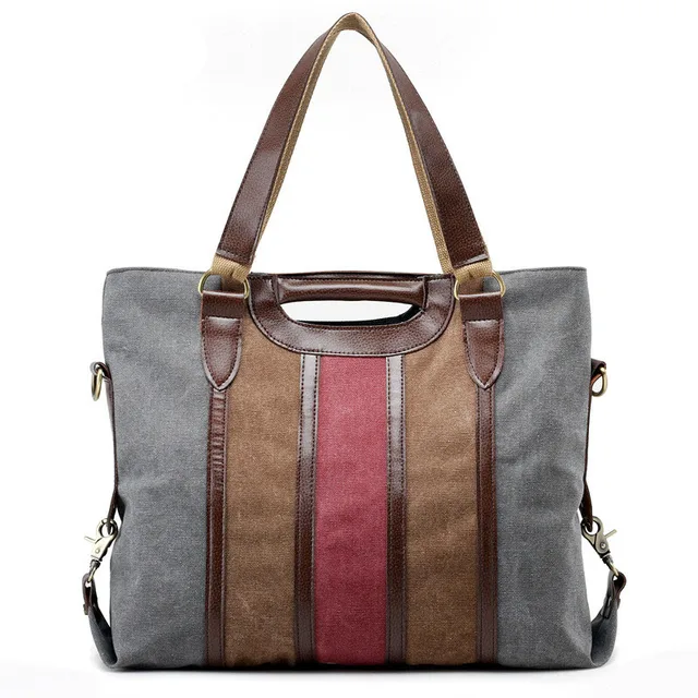 Rainbow Striped Canvas Women Patchwork Shoulder Bag Washed Cloth Rainbow Striped Canvas Women Patchwork Shoulder Bag Washed Cloth European And American Handbag Top Handle