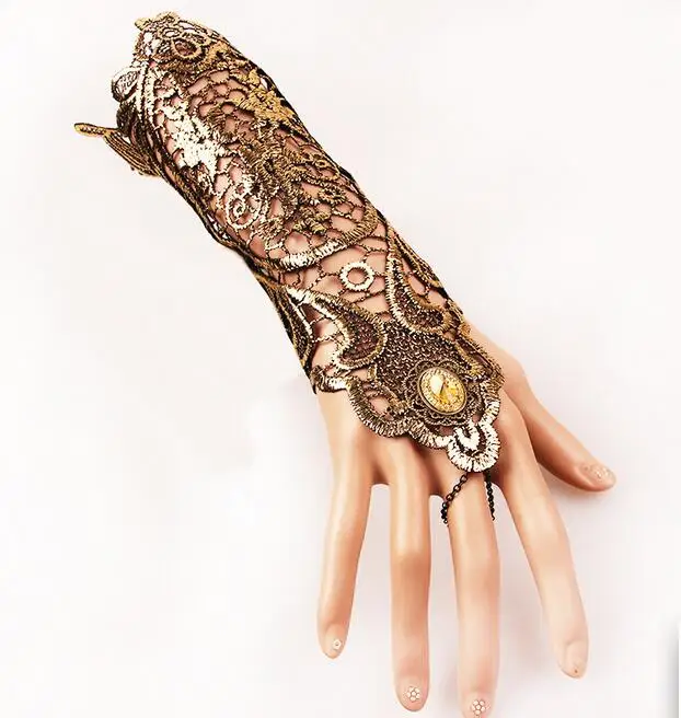 

Hot Sale Jewelry Accessories Vintage Gold Lace Lace Gloves Women's Dresses Decoration with Bracelet S257 1pcs