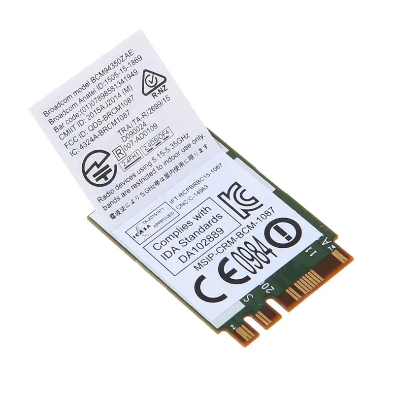 NEW DW1820A BCM94350ZAE 802.11ac Bluetooth 4.1 867Mbps M.2 NGFF WiFi Wireless Card for Dell Laptops Computers