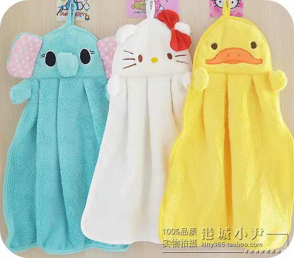 

1 Pcs.Cartoon Kitty Cat Comfortable Coral velvet Towels.Kitchen Bathroom Hanging Hand Towel Gift For Kids.Quick Dry Towels