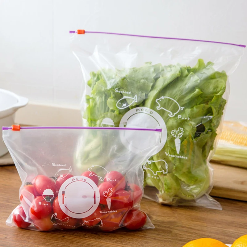 10Pcs Of Thickened Sealing Food Bag Zipper Fresh Bags Refrigerated PE