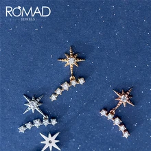 ROMAD Корейский простой минималистские серьги серебро 925 пробы с кубического циркония серьги для девочек Для женщин ювелирные brincos R4