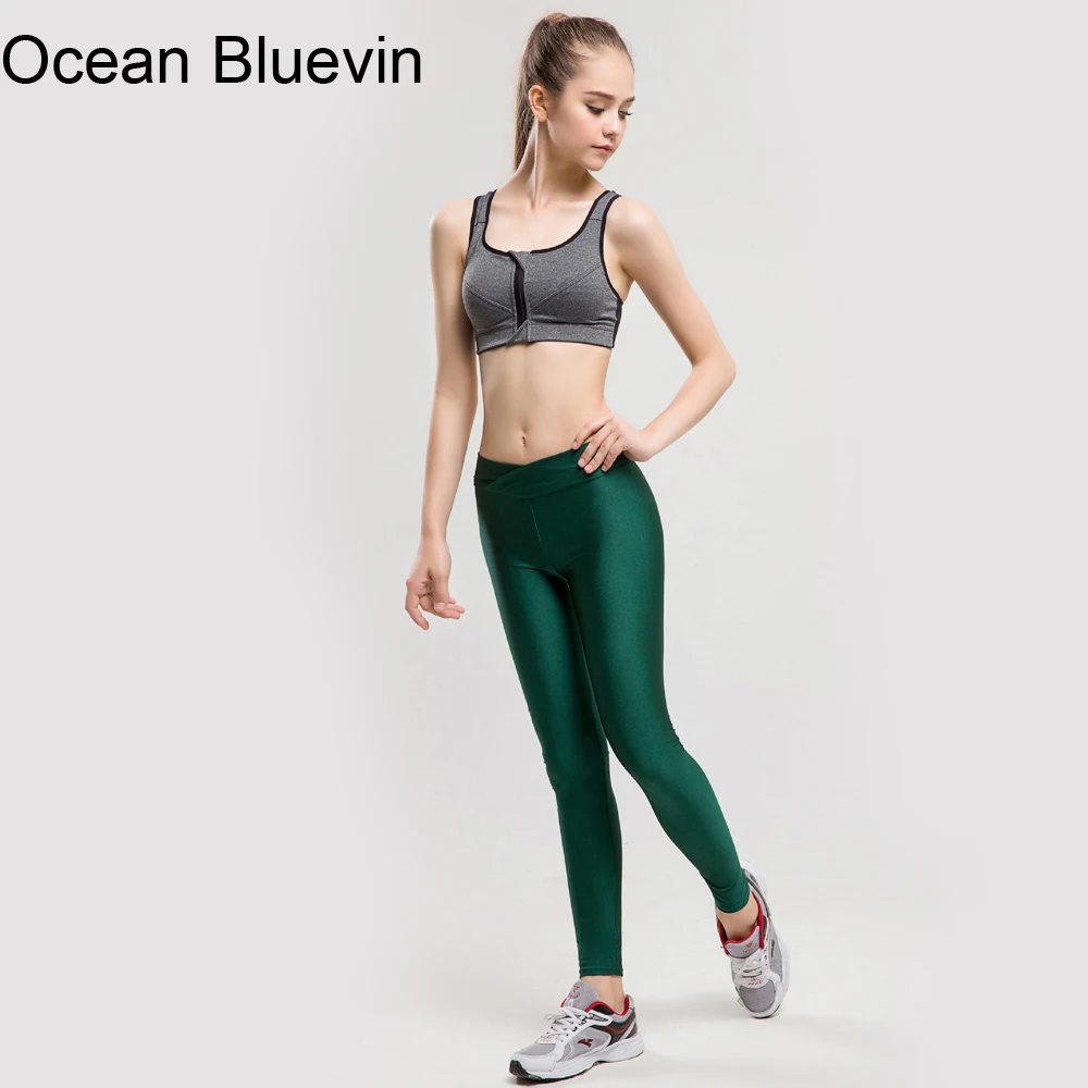 Брендовые однотонные леггинсы с флуоресцентным эффектом, зеленые цвета, леггинсы для фитнеса, эластичные леггинсы, Леггинсы, штаны