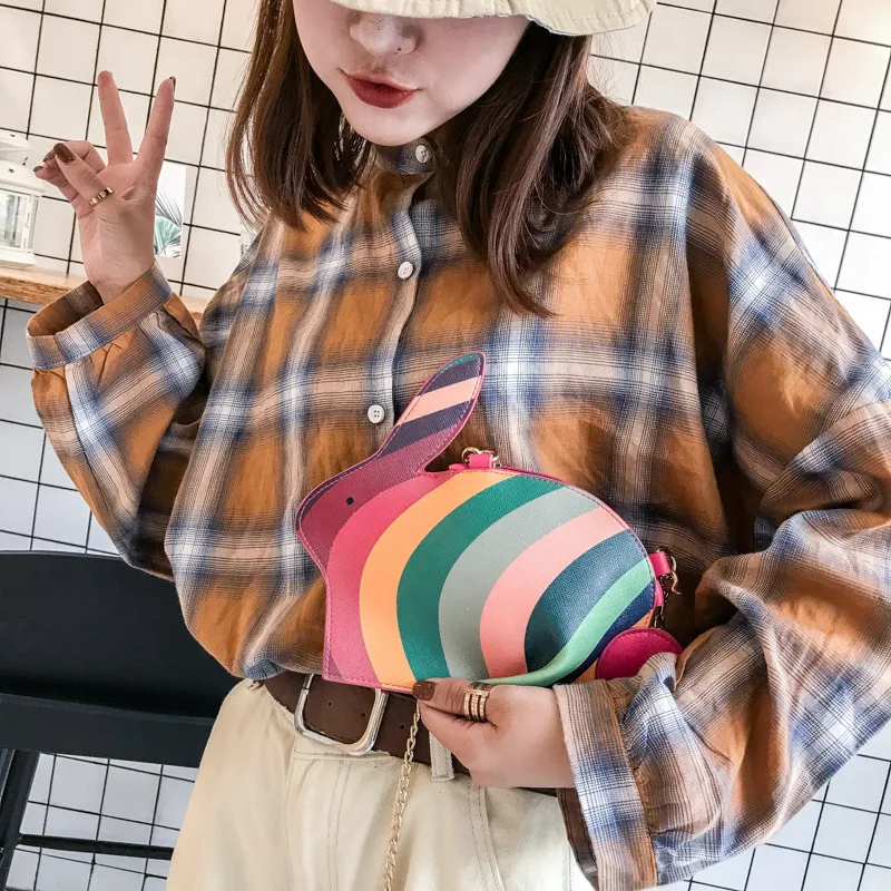 Женский новый креативный, милый, мультяшный Радуга кролик один сумка crossbody курьерские Сумки для женщин 2019