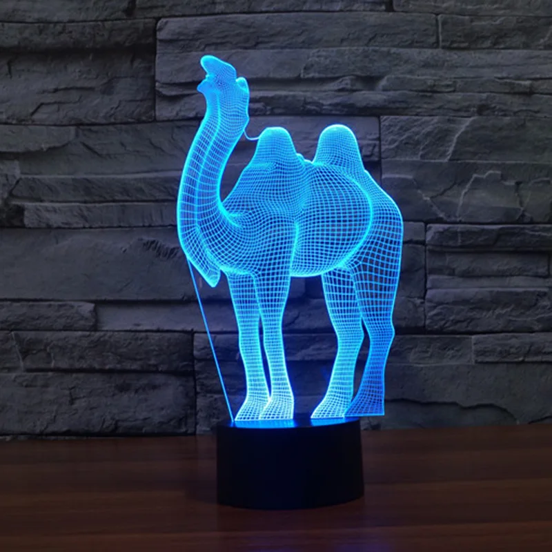 Творческий 3D животного Форма верблюд лампа строительство ночник 3D здания света акрил Атмосфера лампы как подарки