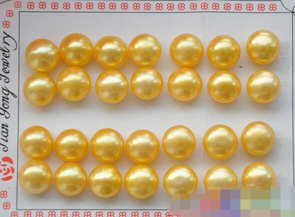 

hot sell new - free shipping 12817 14pair GOLDEN ROUND FRESHWATER PEARL EARRING