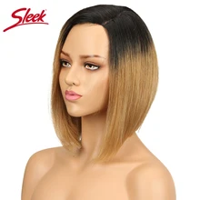 Гладкий бразильский Remy человеческие волосы парики для женщин прямые кружевные передние парики волосы короткий боб парик Омбре блонд голубой парик