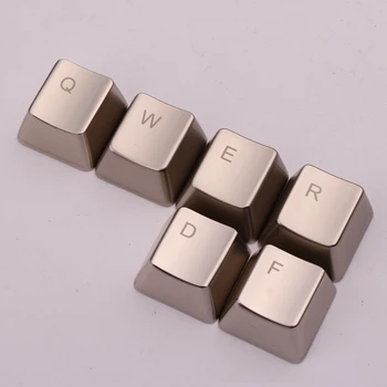 

Metal Keycaps Silver QWERDF Keyset Key Caps For Cherry MX Switches Mechanical Keyboard LOL Metal Keycaps
