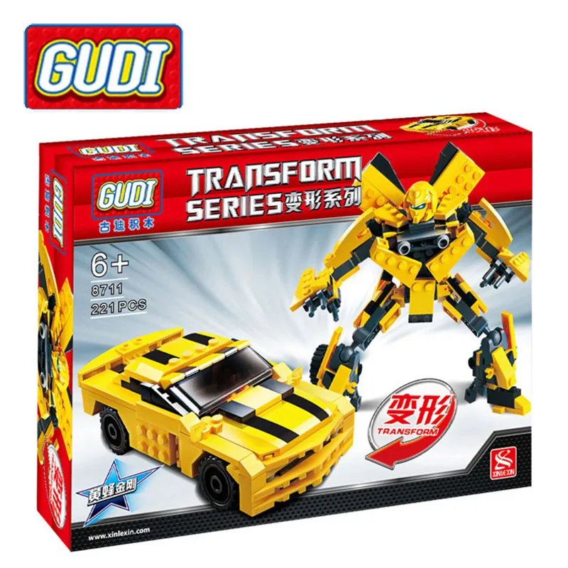 

Gudi 8711 221pcs Transform Series Bumblebee Building Blocks Model Toys Robot Vehicle Sports Car Christmas Gifs for kids