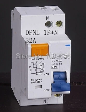 DPNL DZ30-32 1P + N 32A автоматический выключатель с защитой от перегрузки по току RCBO |