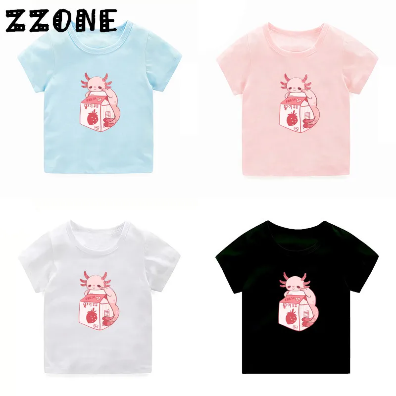 

2019 Summer Fashion Children T-shirt Kids Axolotl Friend Cartoon Print T Shirt Baby Clothes Boys Girls Short Sleeve Tops,2315C
