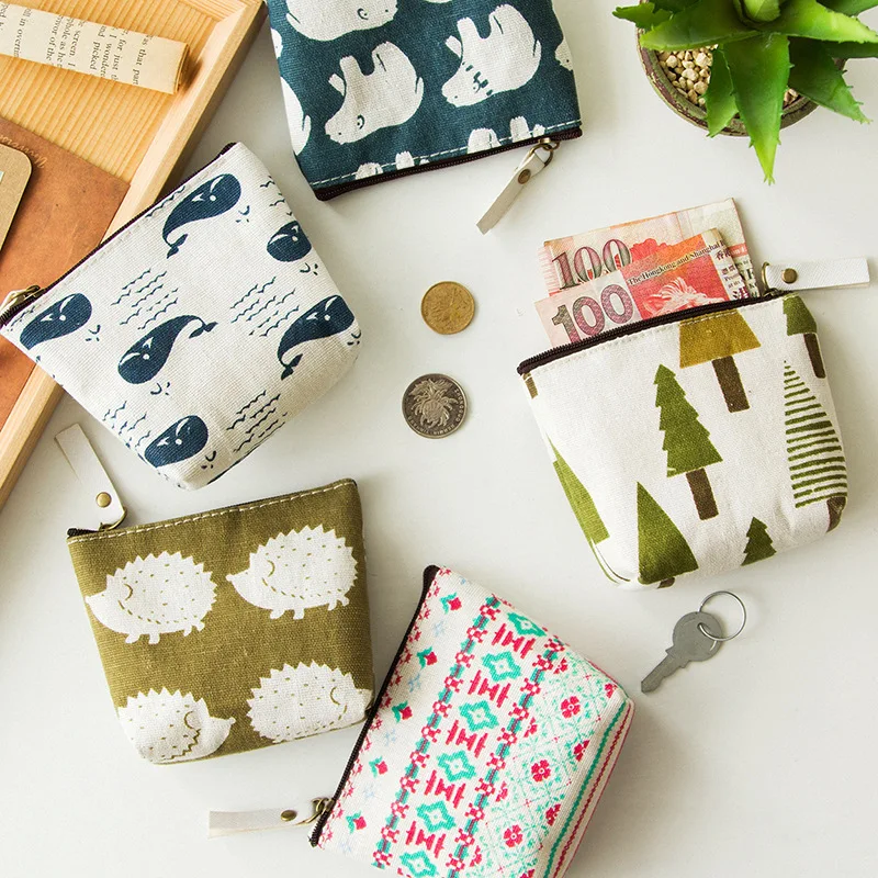 Women Cheapest Canvas Coin Purse, Female's Cartoon Key Car Pouch, Girl