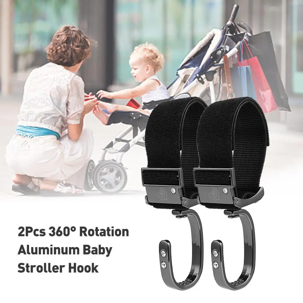 2 шт 360 градусов вращение алюминиевая детская коляска, аксессуары для коляски крюк с застежкой на липучке для хранения
