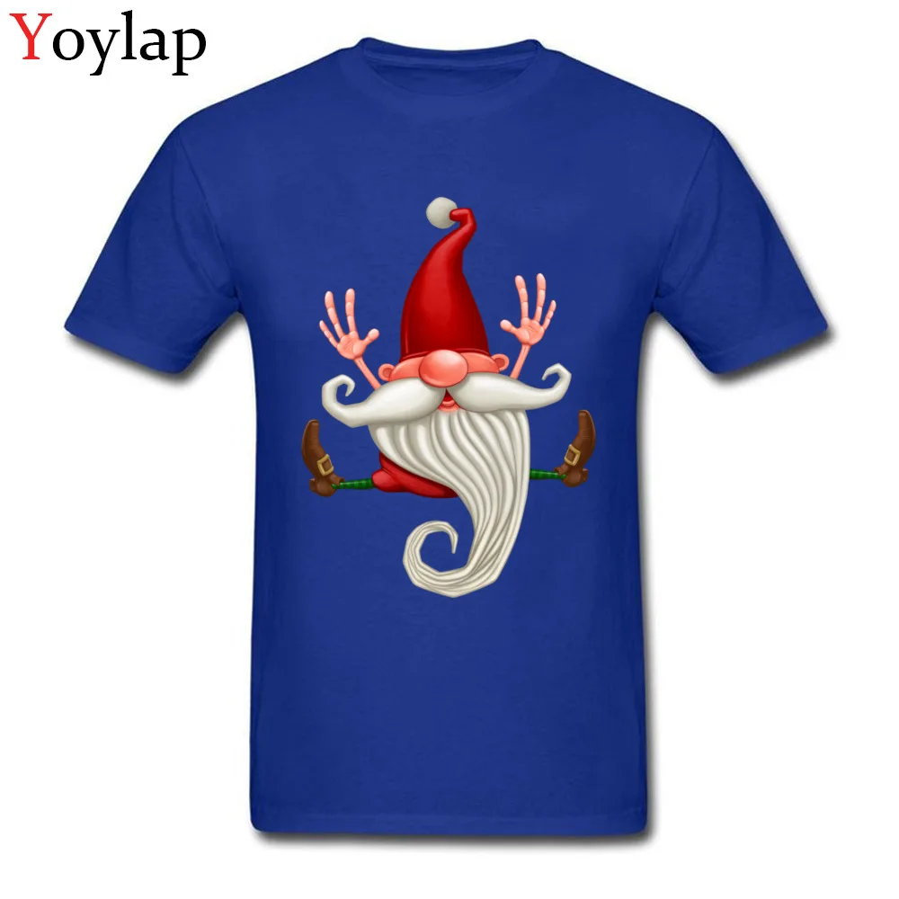 New Fashion Summer T-shirts Short Sleeve Pure Cotton Santa Claus jumping Round Neck Adult Tops Tees Funny Summer/Autumn Tee-Shirt blue