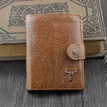 Премиум Натуральная Кожа Мужские Двойные карты Билла монета кошелек портмоне коричневый ZX23