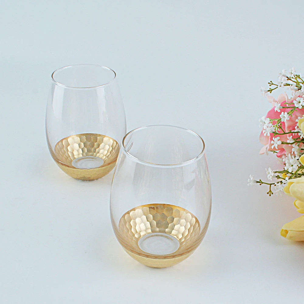 Дизайн горячие продажи stemless чистая кристальная Свадебная виски Набор Винных Бокалов золото окрашенный бокал для бренди пивная кружка Кубок для питья