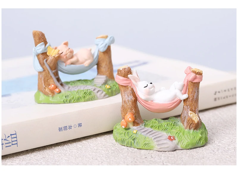 Creative Sleeping Pig Model Figurines Cute Pig Resin Crafts Cartoon Miniature Home Decoration Garden Accessories Birthday Gifts