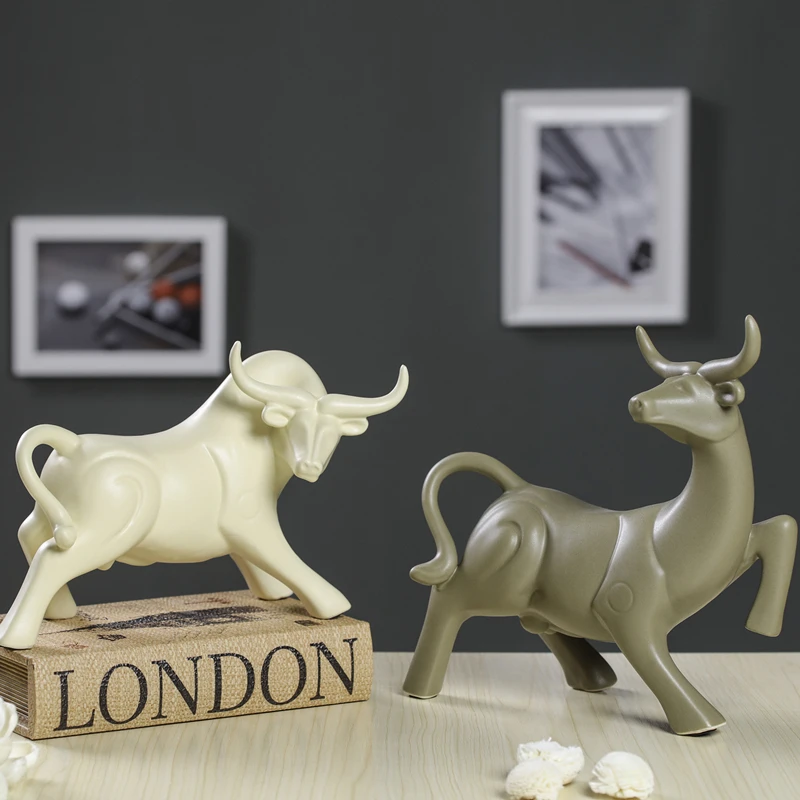 

Ceramic wealth cow Bull fengshui home decor creative crafts handicraft nordic Cattle porcelain animal figurines wedding gifts