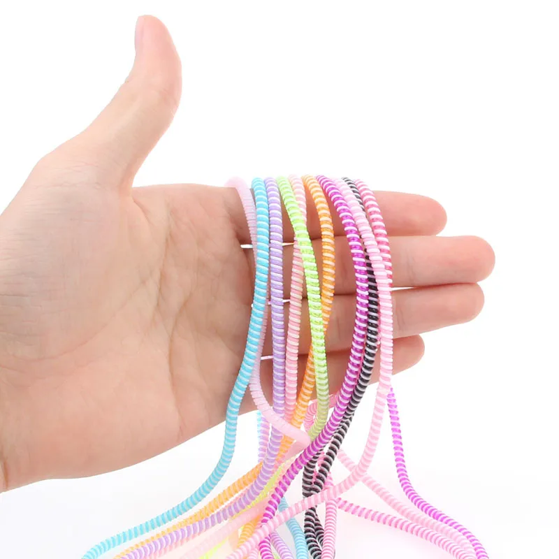 10 pcs الملونة دوامة الهاتف USB بيانات كابل شحن الحبل التفاف حامي اللفاف