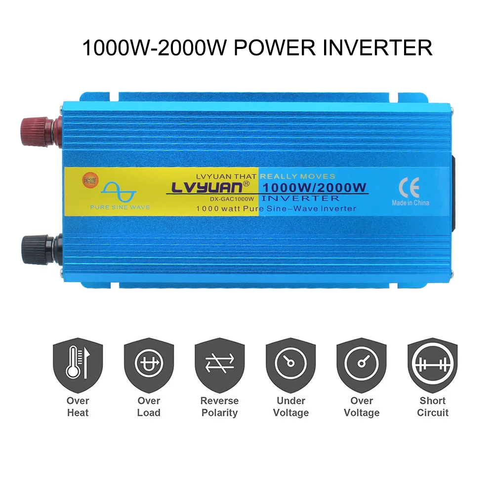 2000W PURE SINE WAVE POWER INVERTER Dual usb DC 12V To AC 220V 230V CAR CAMPING BOAT Converter 3.1A 2 USB EU PLUG