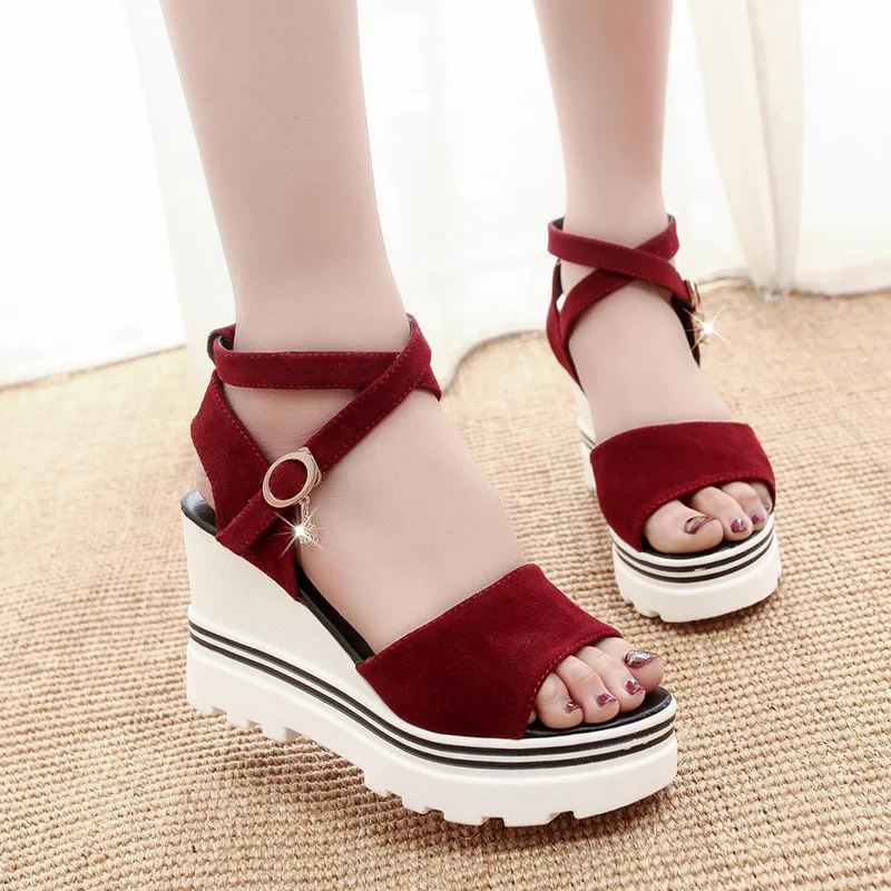 2020 Women Summer Platform High Heels Shoes Women Ladies Sandal Heels Wedge sandalia plataforma 3556