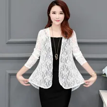 Весенне-летняя модная Прозрачная Кружевная блуза с длинным рукавом, кардиган, повседневный свободный хлопковый женский топ размера плюс, рубашка, кардиган